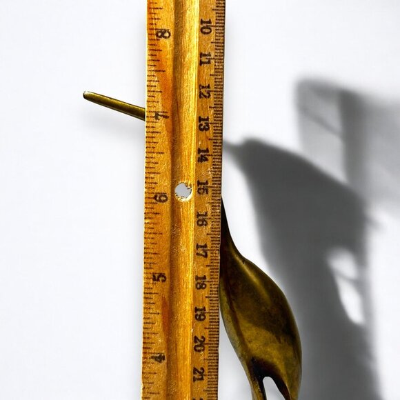 Vintage Brass Crane Bird Figurine 7.5" Tall Made In Korea Mid-Century Modern - Picture 5 of 8